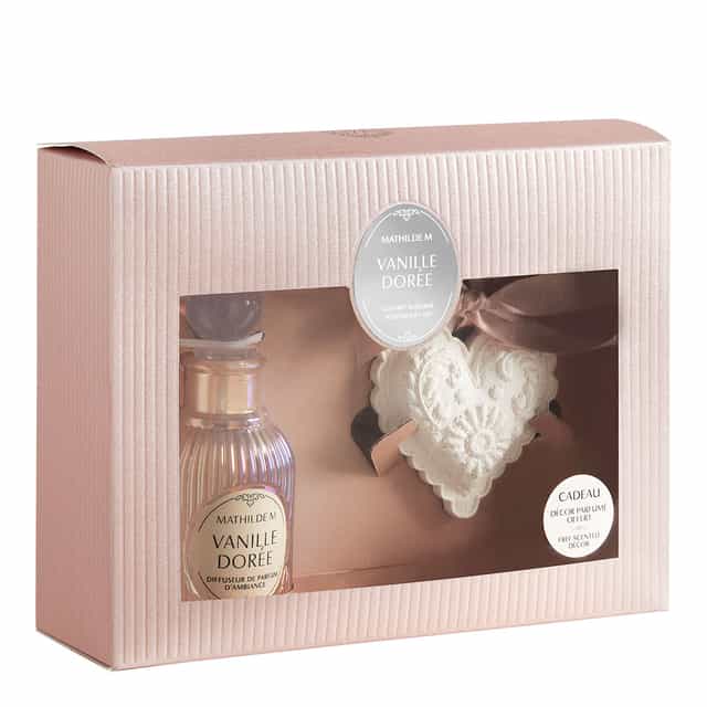 Coffret Difusor Ambiente 90ml + Coração em Gesso Vanille Dorée - Mathilde M.