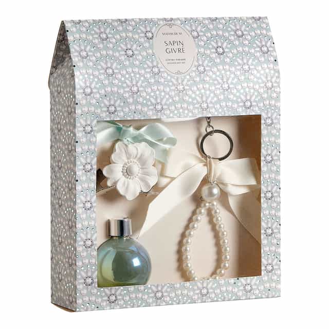Coffret Difusor Ambiente + Gesso + Porta chaves Pérolas Sapin Givré - Mathilde M.