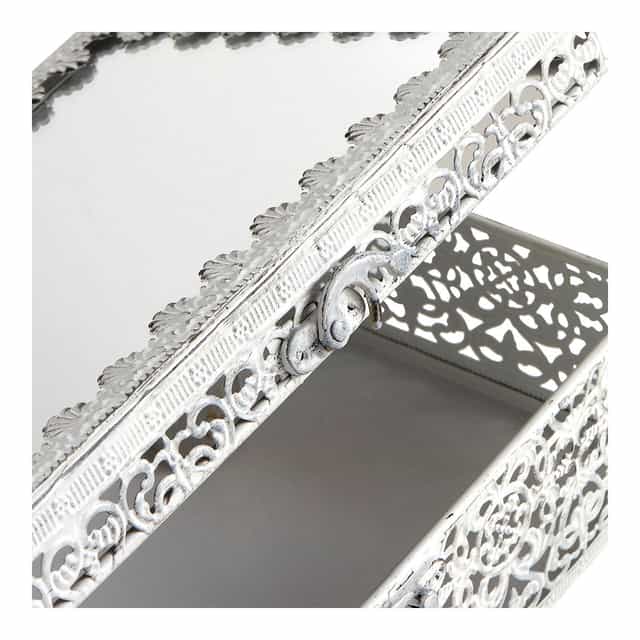 Caixa Joias Quadrada Metal Branco - Mathilde M.