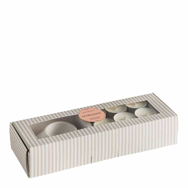 Coffret de Castiçal Tealight Borboleta + 6 velas tealight Marquise