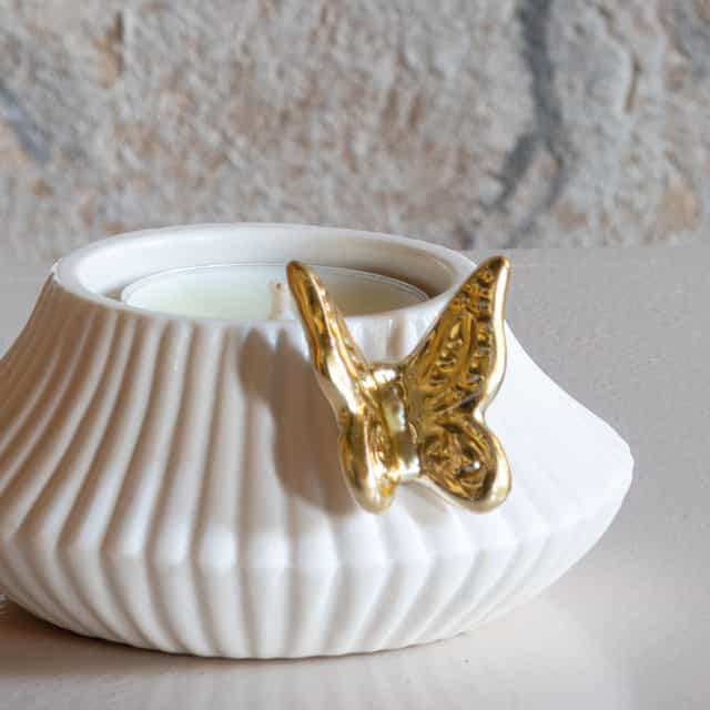 Coffret de Castiçal Tealight Borboleta + 6 velas tealight Marquise
