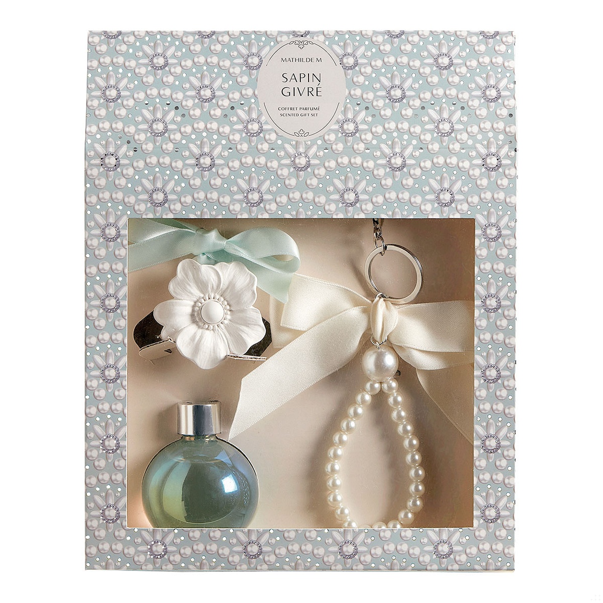 Coffret Mikado + gesso + Pérolas aroma Sapin Givré – MATILDE M Coffret Difusor Ambiente + Gesso + Porta chaves Pérolas Sapin Givré - Mathilde M.