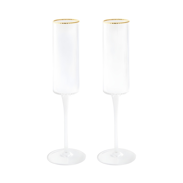 Set 2 Flutes 200ml Rim Gold – Easy Life Set 2 Flutes 200ml Rim Gold - Easy Life