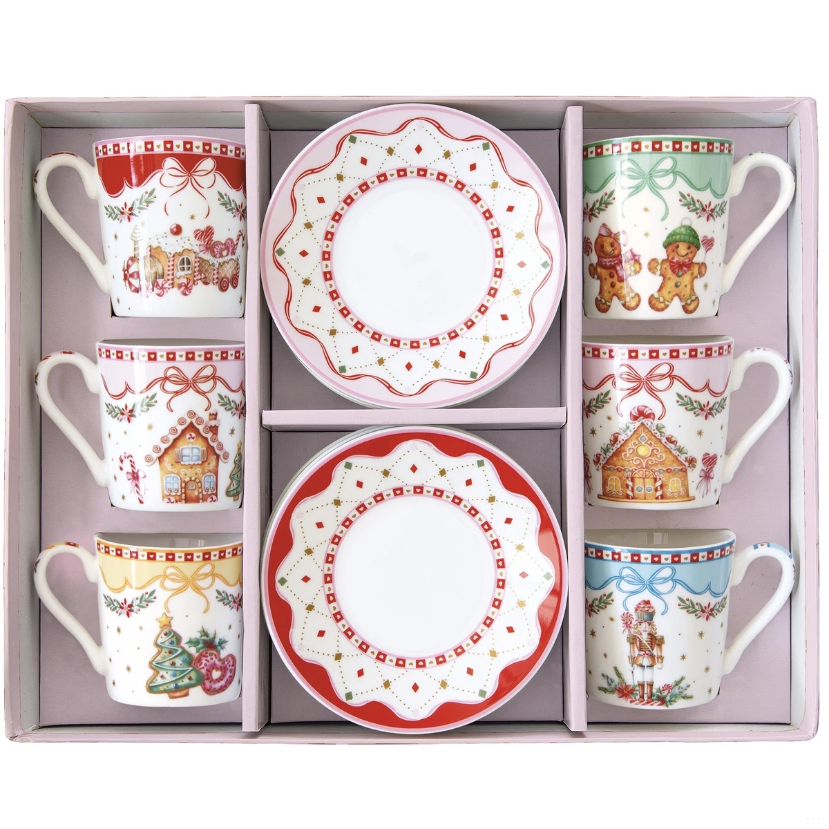 Set 6 chavenas café + pires SWEET CHRISTMAS Set 6 Chávenas Café + Pires Sweet Christmas - Easy Life