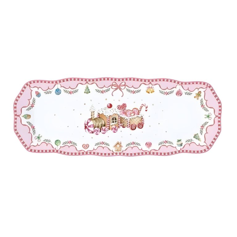 Travessa Estreita (rosa) 37x14cm SWEET CHRISTMAS: Easy life Travessa Estreita (rosa) 37x14cm SWEET CHRISTMAS - Easy Life
